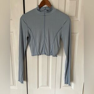 Sunday Best Long Sleeve Base Layer Ruffle Style Crop Top